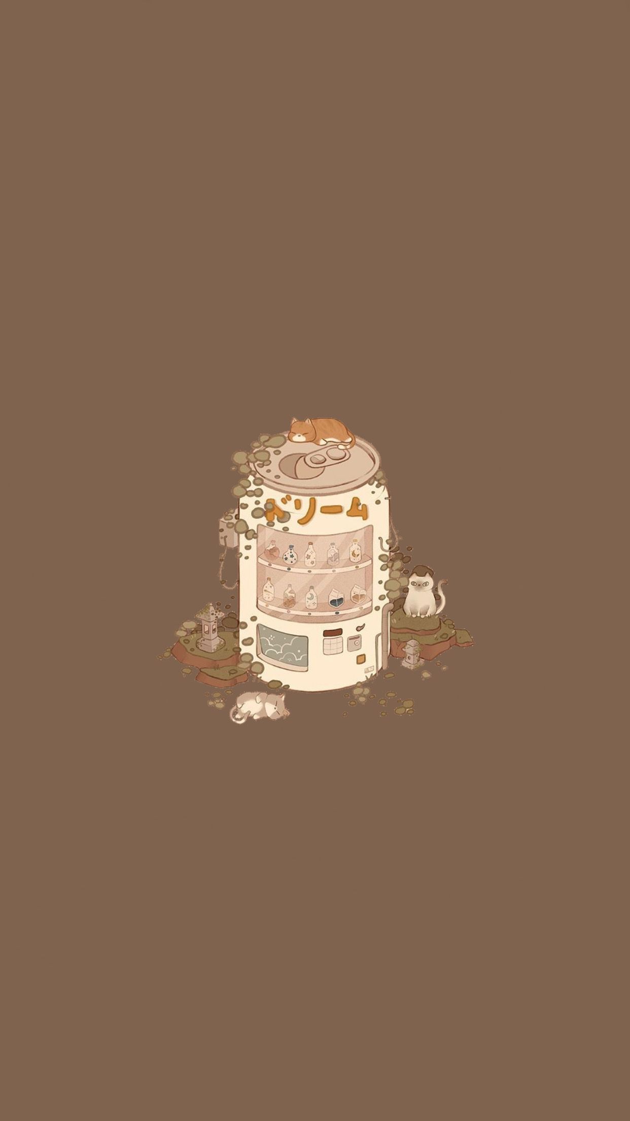 1242x2208 Kawaii Light Brown Wallpaper