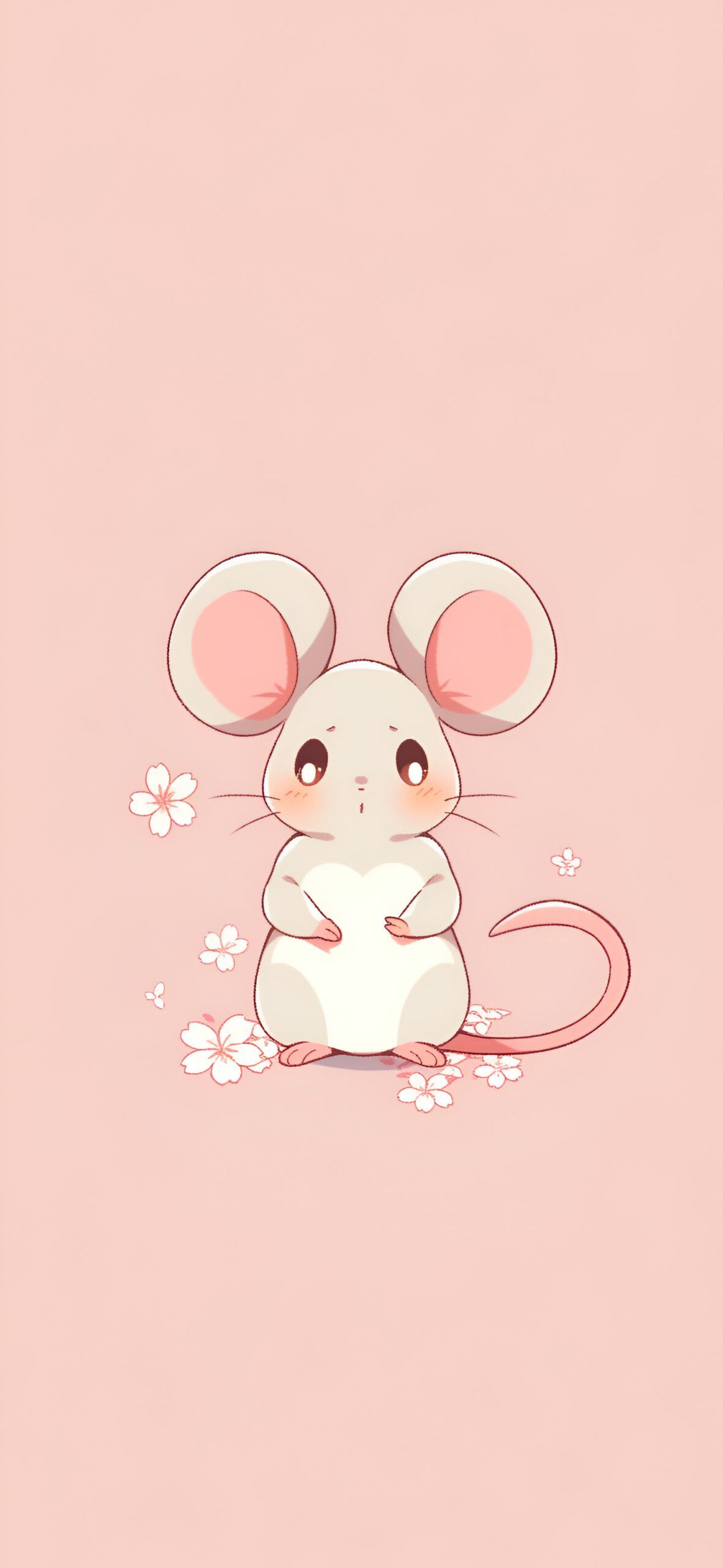1181x2560 Startled Little Mouse Beige Wallpaper