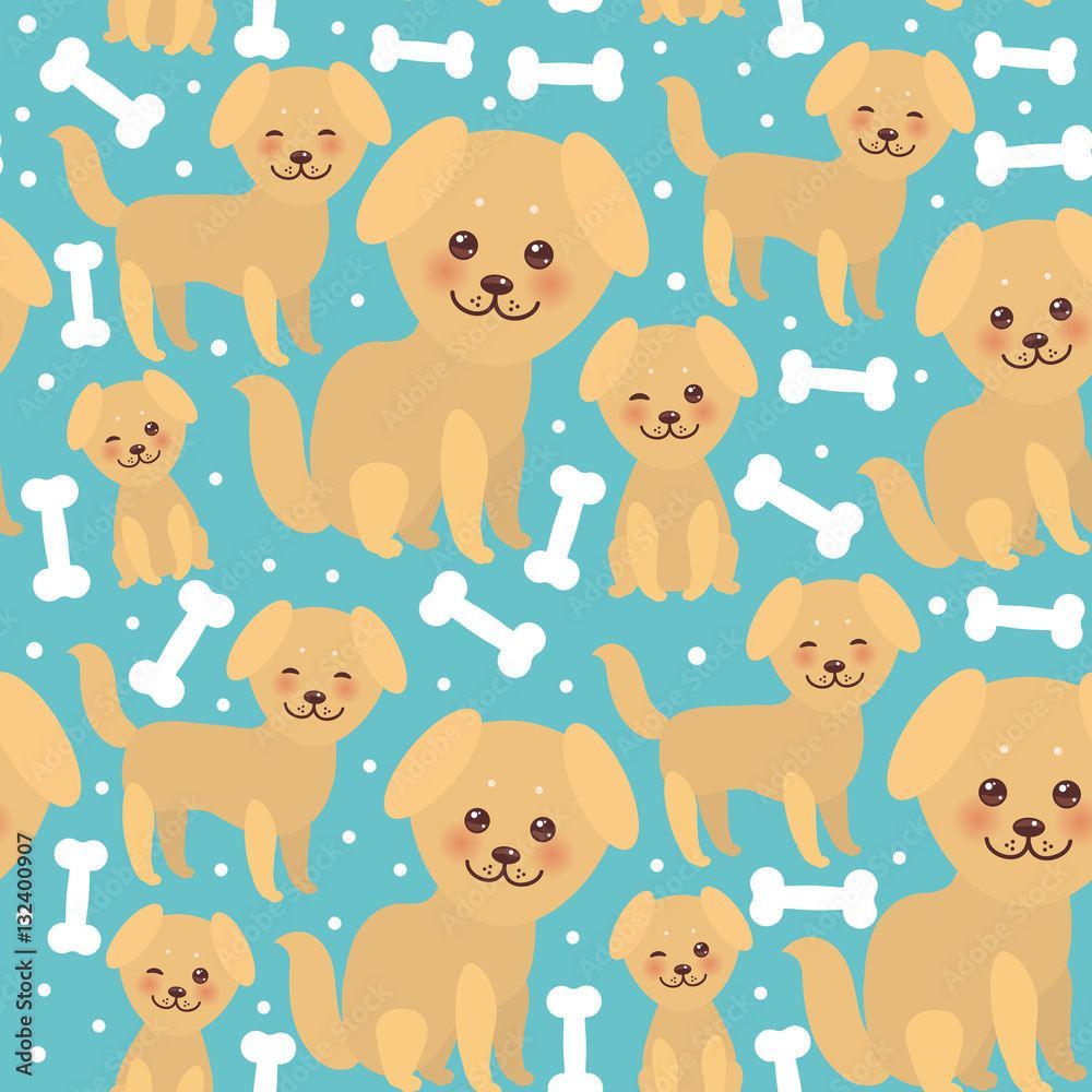 1000x1000 seamless pattern funny golden beige dog