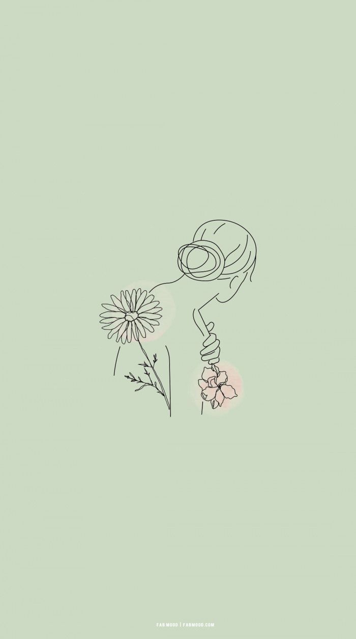 700x1257 Flower & Woman Pastel Green Background