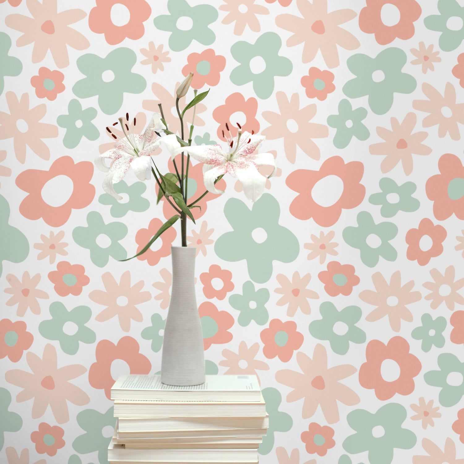1500x1500 Dreamy Pastel Flowers Removable Wallpaper