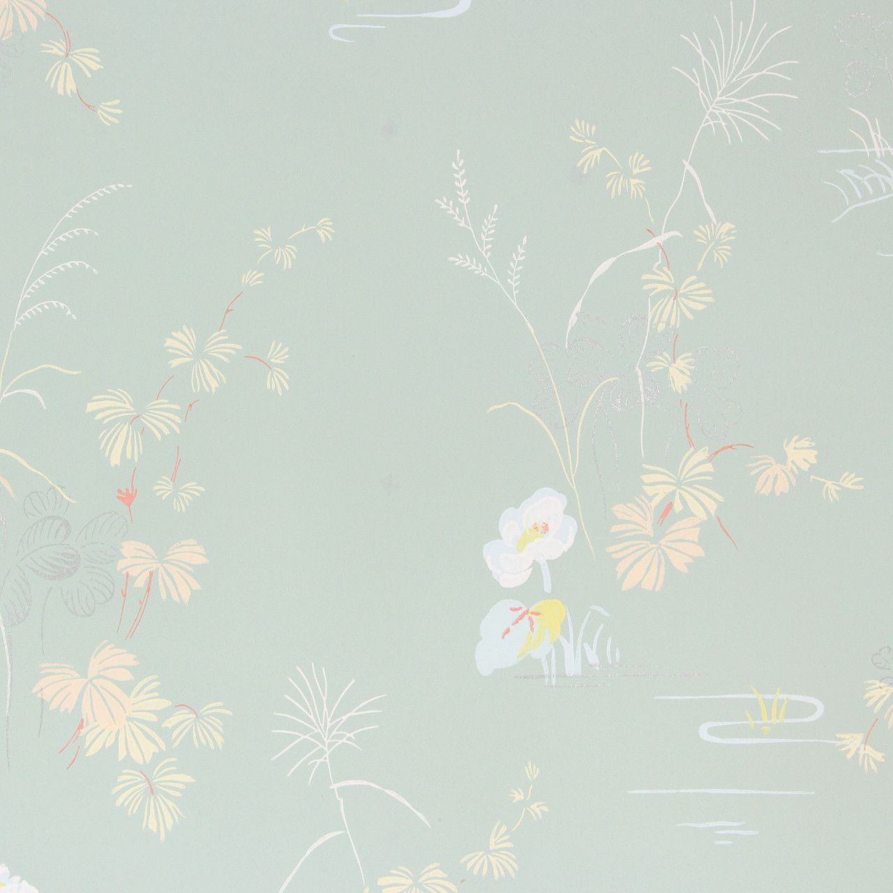 1280x1280 1950s Vintage Wallpaper White Flowers