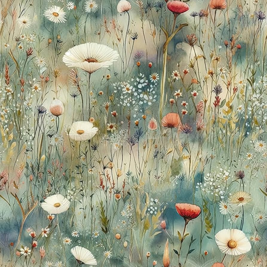 894x894 MuralPeel Watercolor Wildflower White