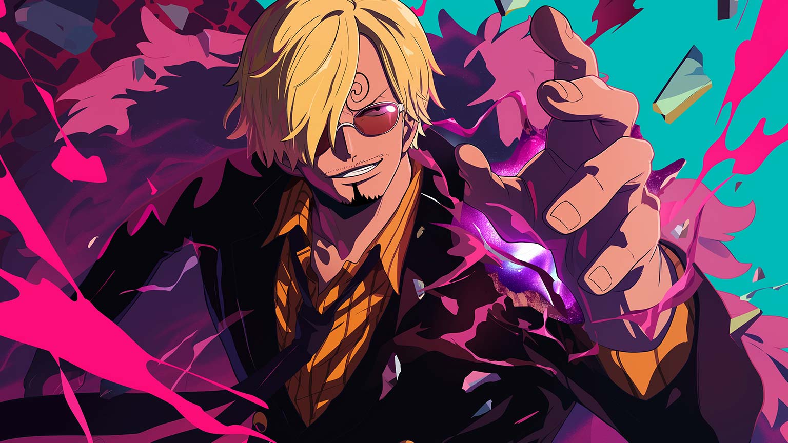 1536x864 One Piece Sanji Purple Desktop