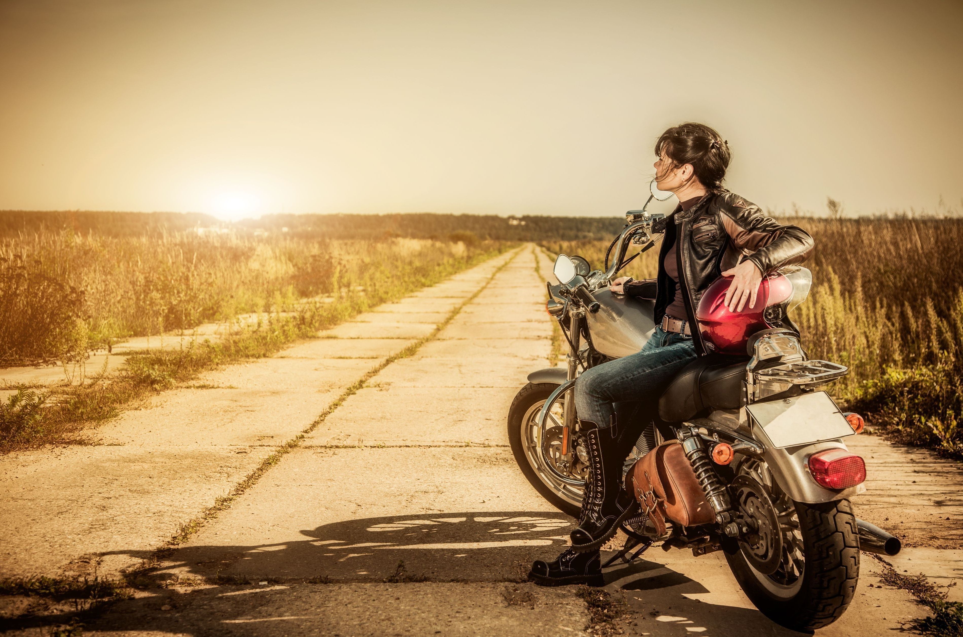 3800x2514 Woman Girls & Motorcycles HD Wallpaper