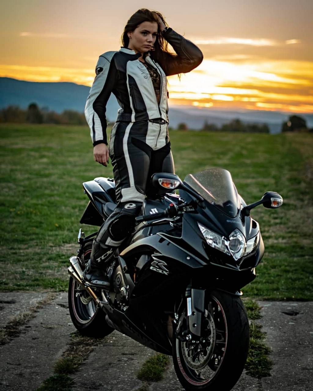 1024x1280 Bike And Girl Wallpaper