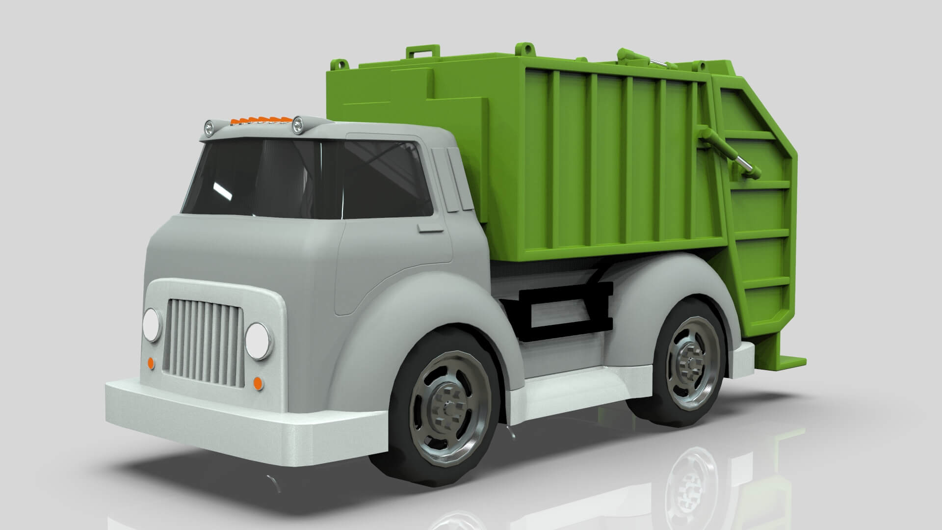 1920x1080 Garbage Truck Cartoon Vehicle