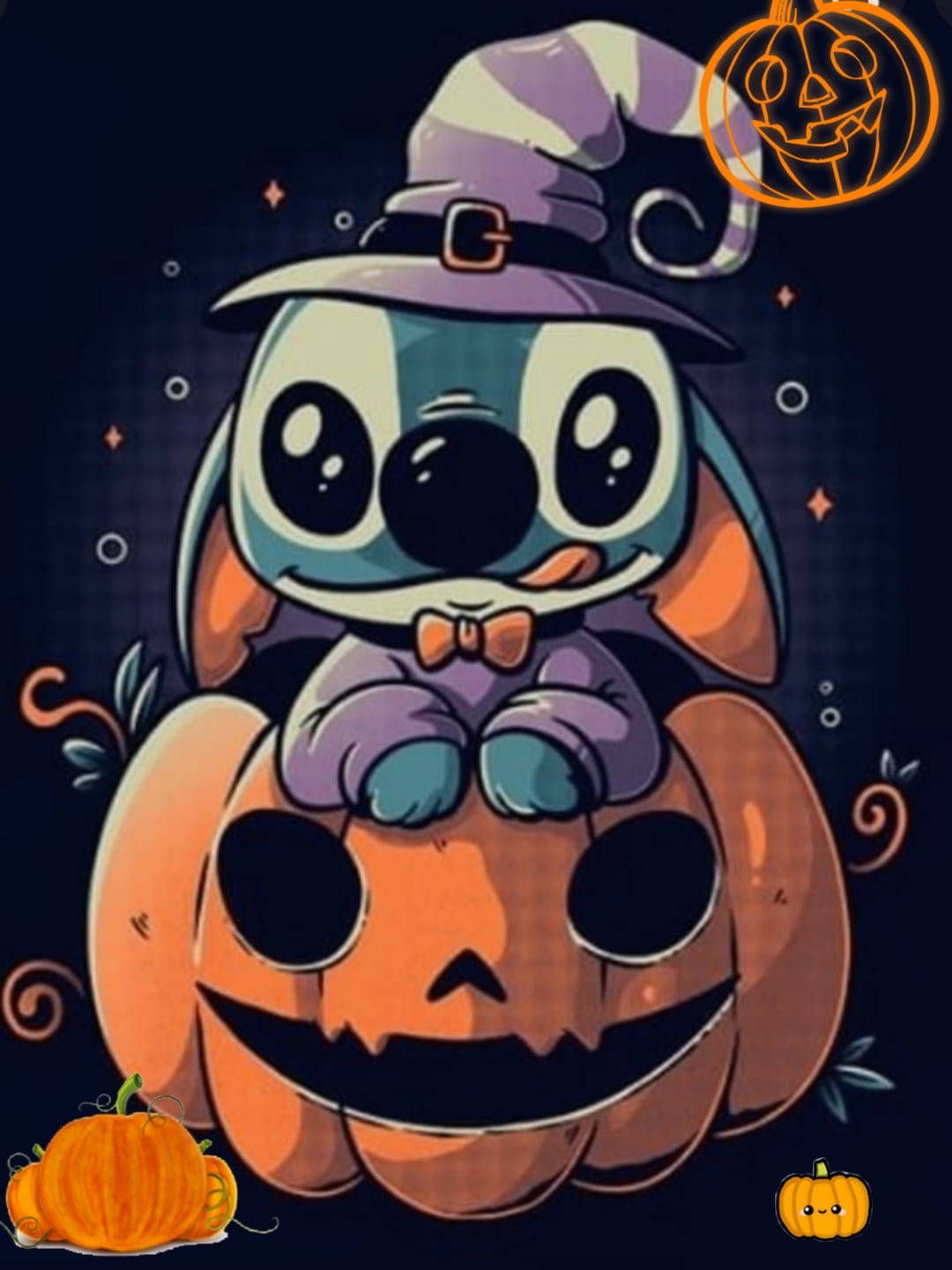 1080x1440 Cute Disney Stitch Halloween Wallpaper