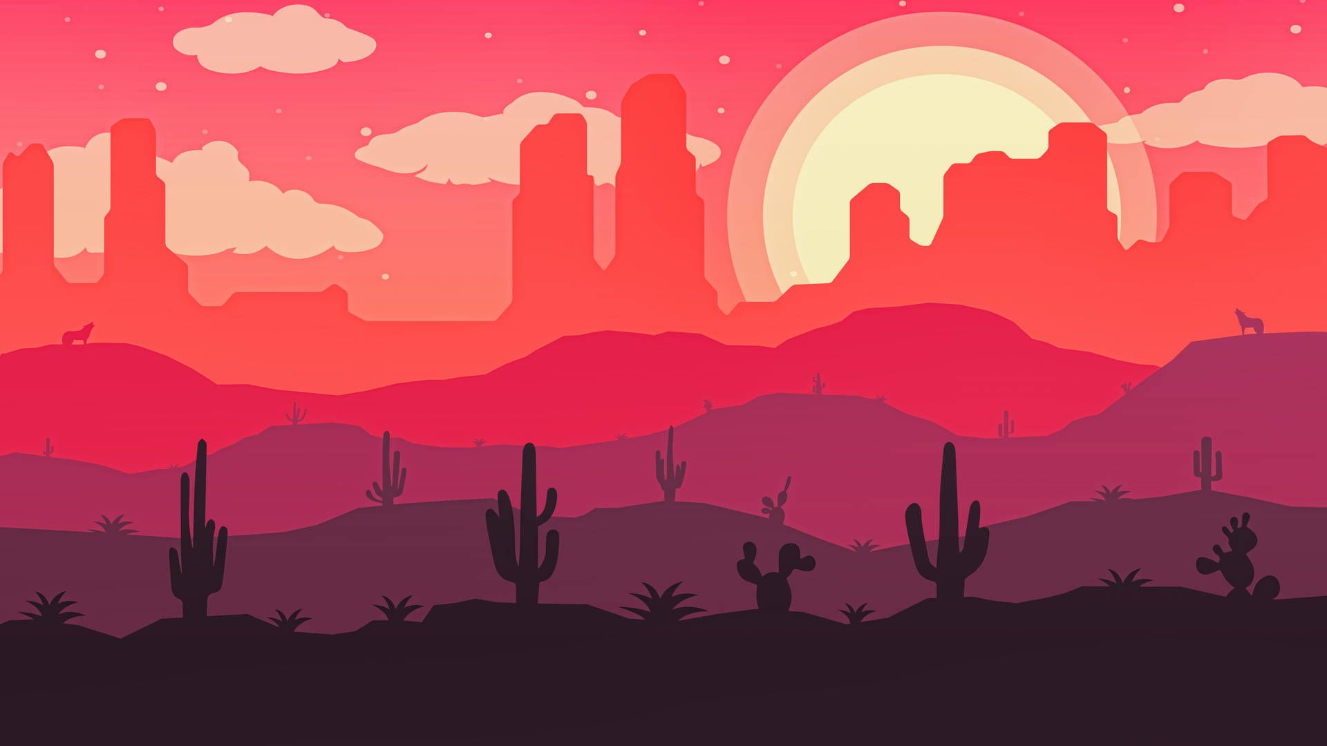 1920x1080 Vector Art Red Desert Wallpaper