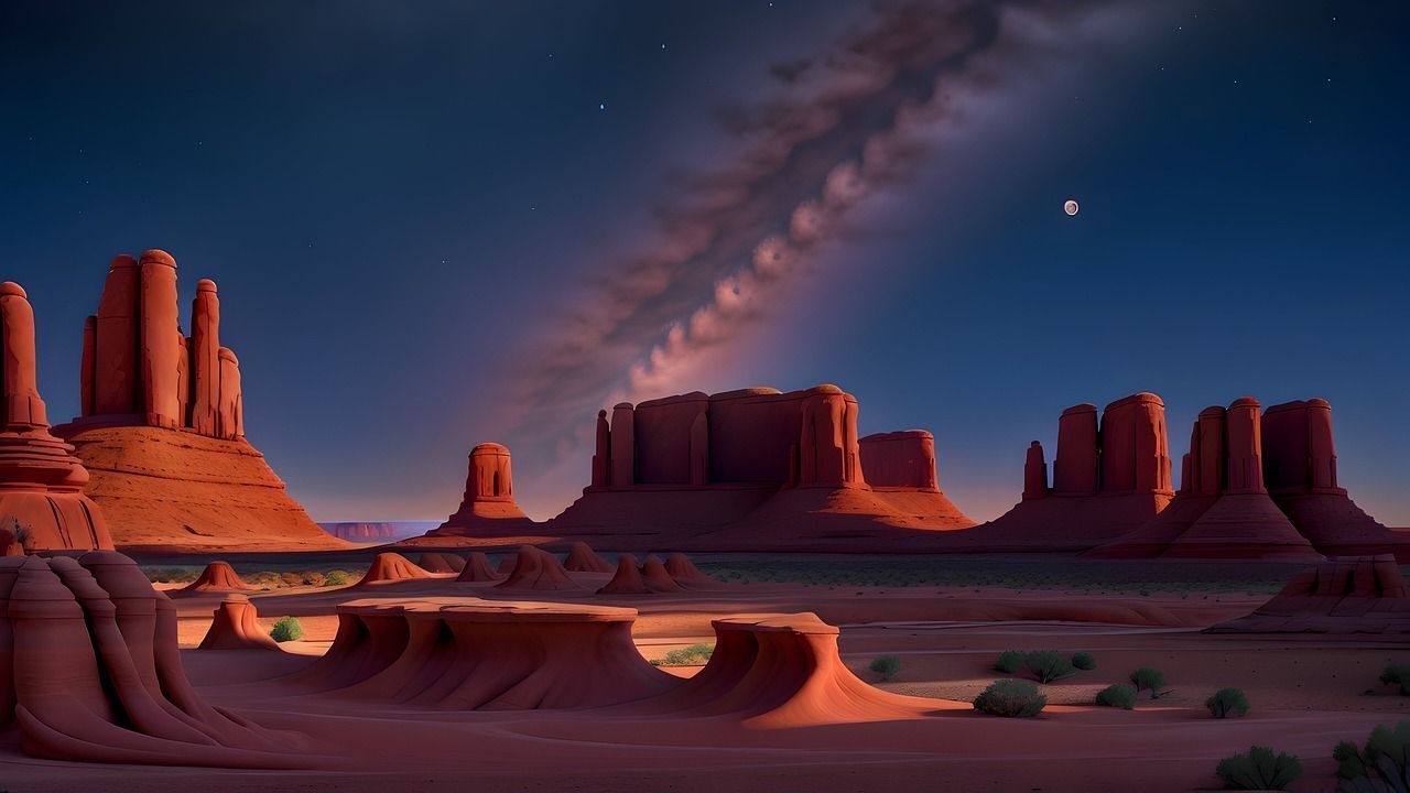 1280x720 Download Desert Landscape, Red Rocks
