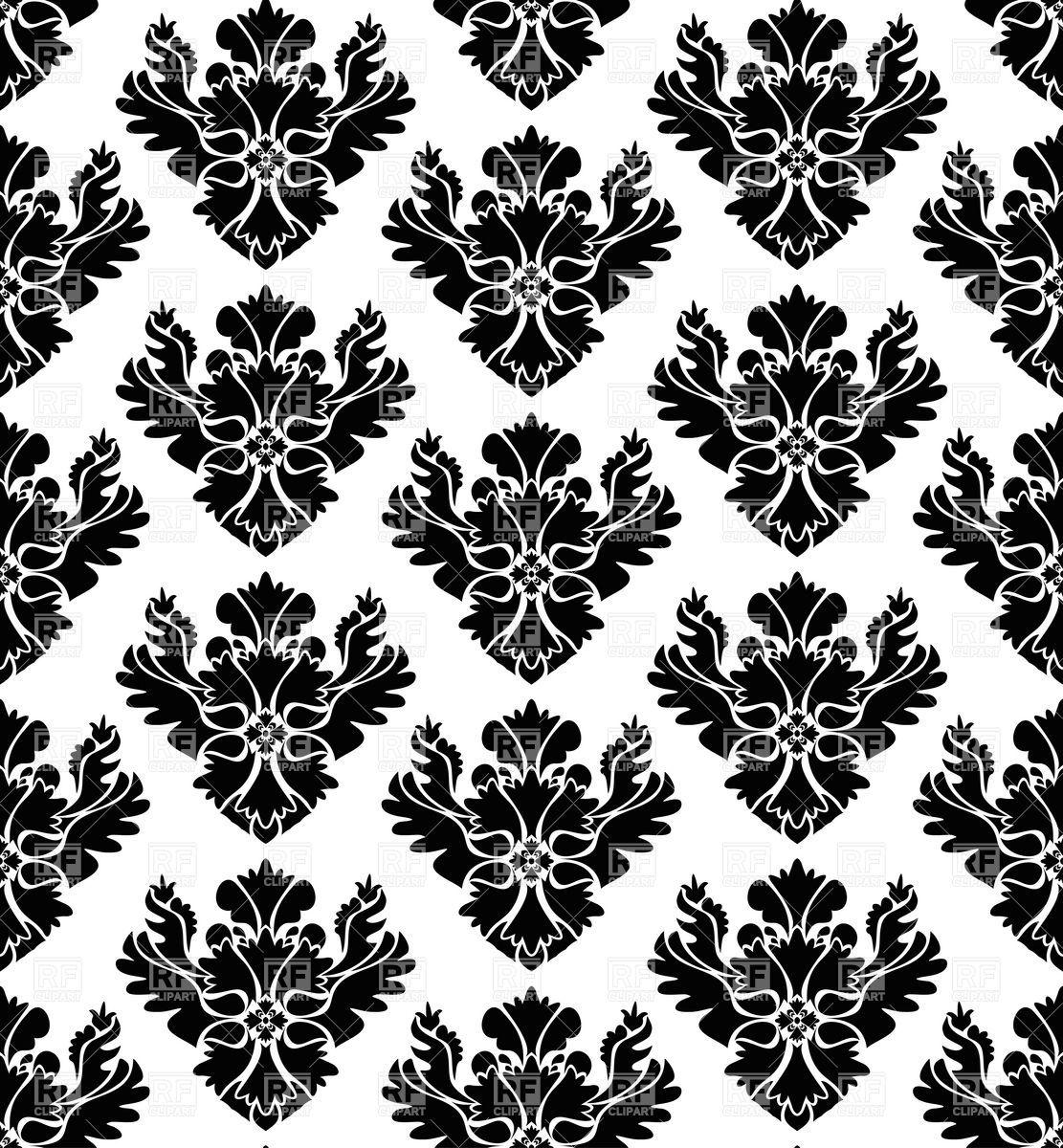 1111x1200 Seamless black and white damask wallpaper Stock Vector Image