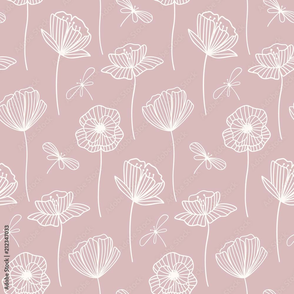 1000x1000 Floral vector seamless pattern