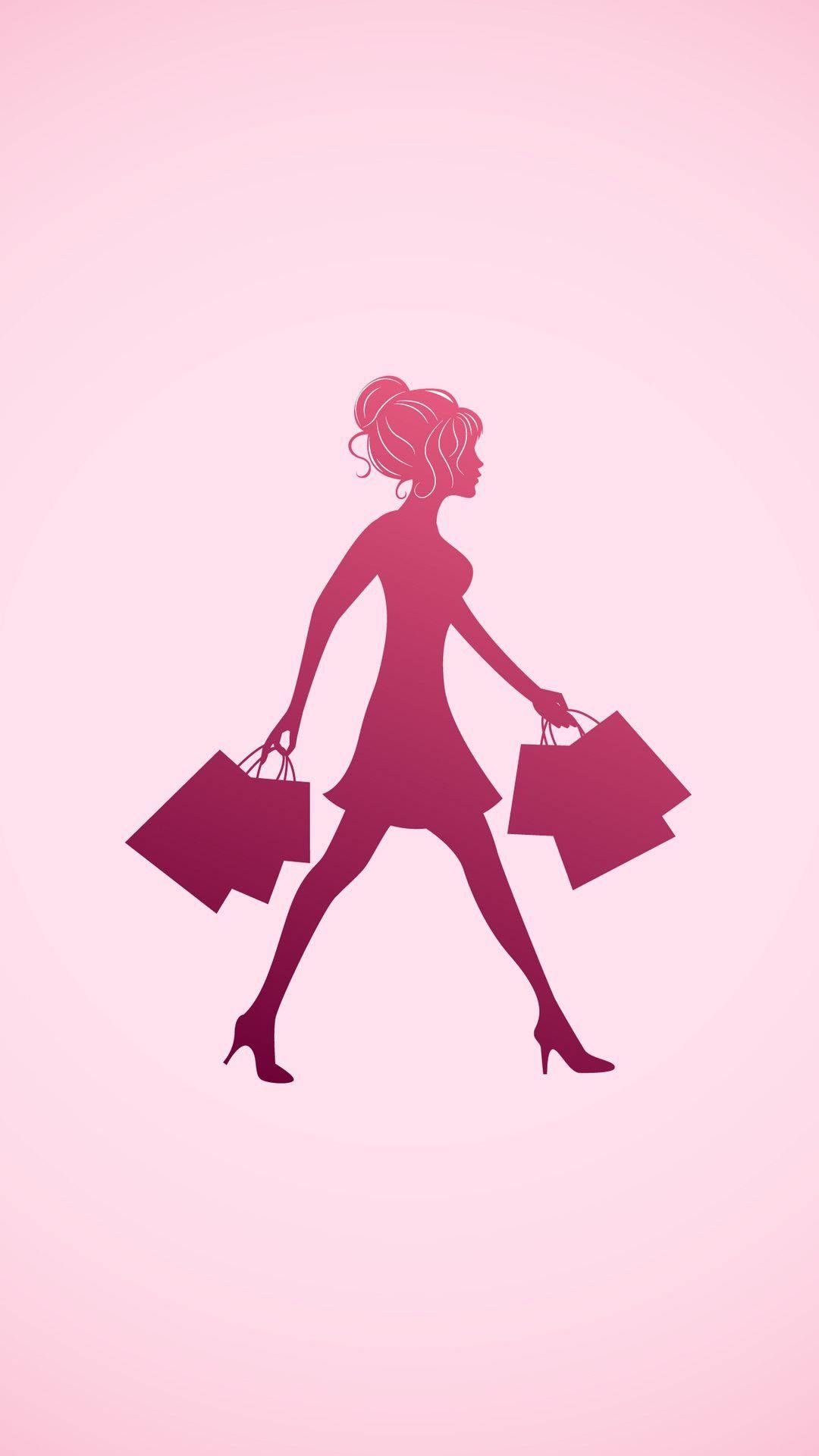 1080x1920 Pink Shopping Vector Art Wallpaper