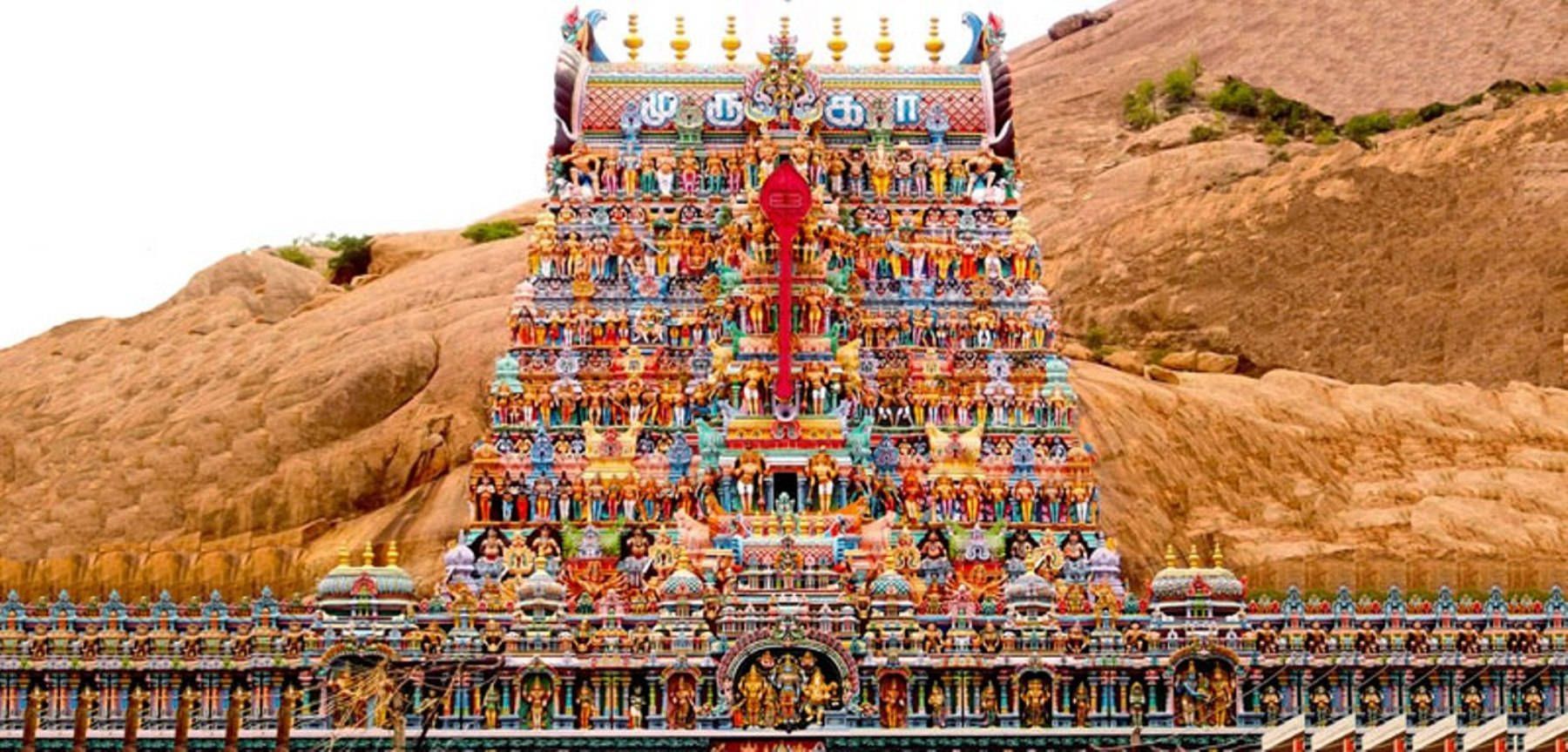 1800x863 Download Wide Murugan Temple Gopuram Wallpaper