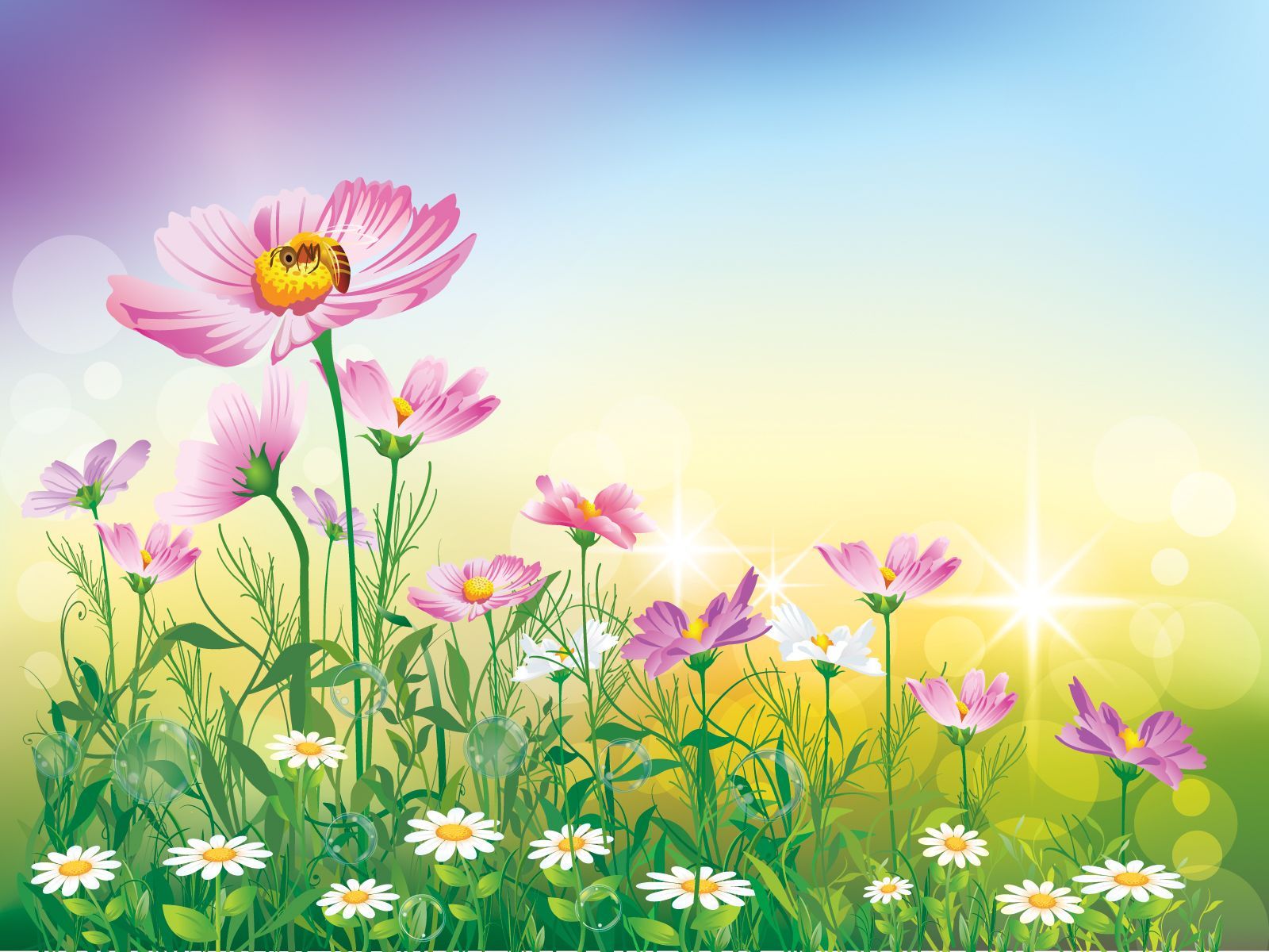 1600x1200 Pink Flower Garden Powerpoint Templates