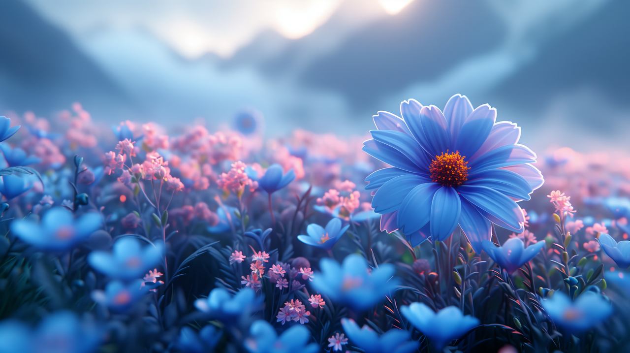 1280x717 Flowers Wallpaper, Blue, Nature