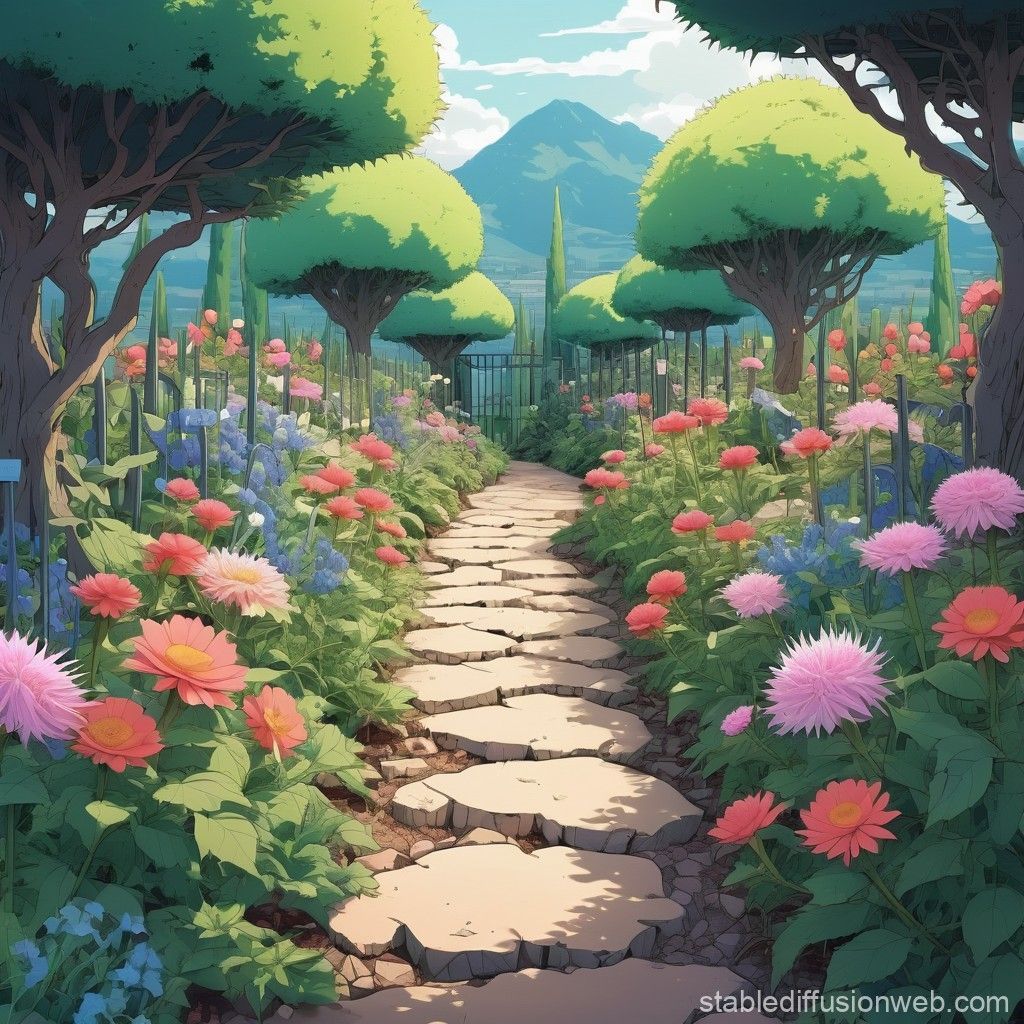 1024x1024 Thorny Path to Flower Garden Anime Art