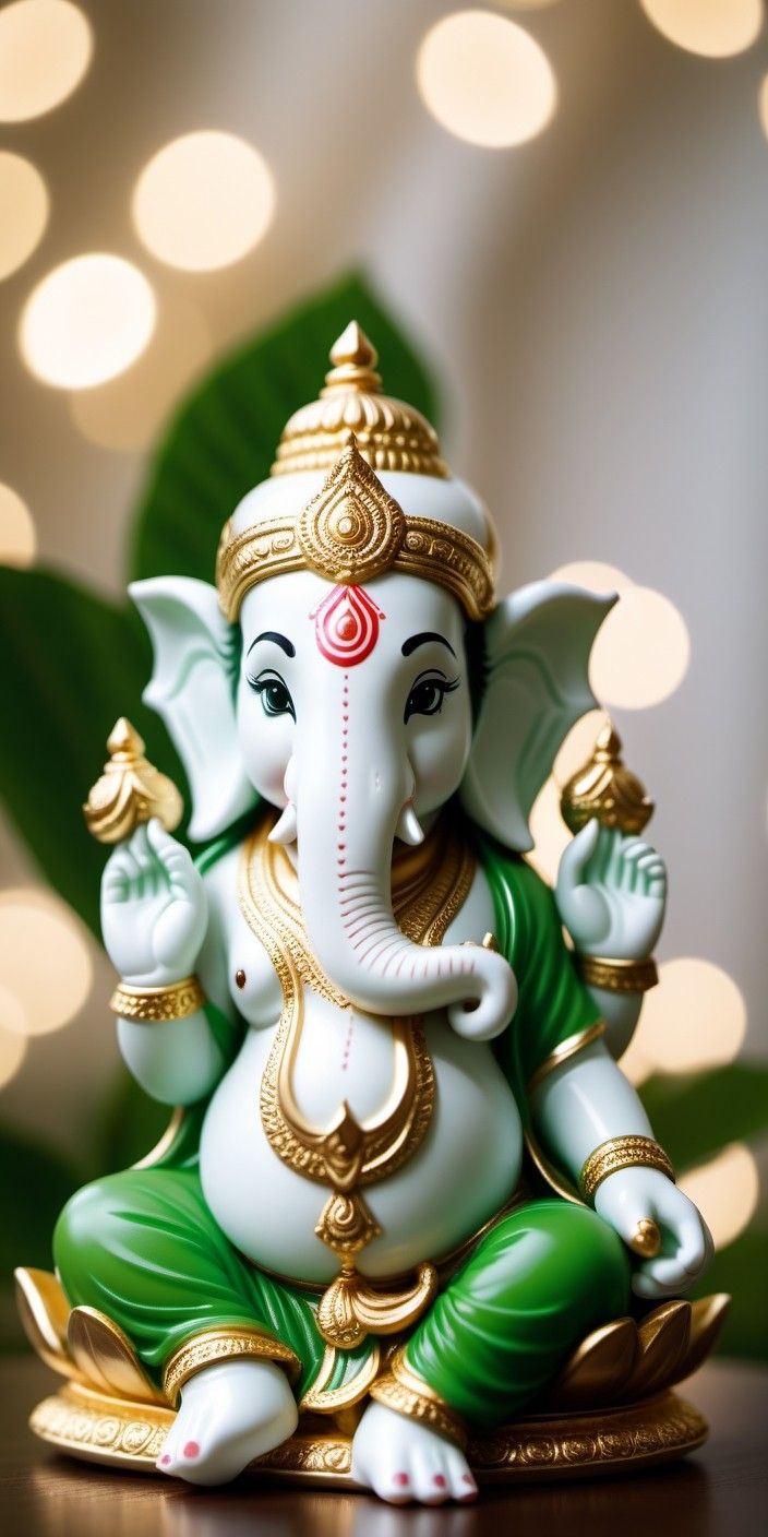 704x1408 Green White Ganesha Wallpaper. Stable