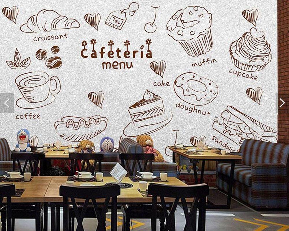 1000x800 US $15.3 49% OFF. Custom Kitchen Wallpaper, Food Fresco For Coffee Shop Bar Restaurant Cake Shop Background Wall Decoration Papel De Parede In