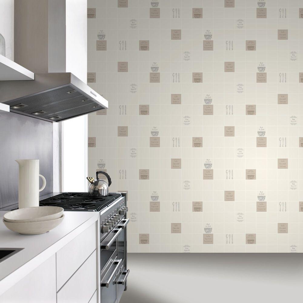 1000x1000 Rasch Rasch Tile Pattern Café Coffee Cake Restaurant Kitchen Vinyl Washable Wallpaper 888102