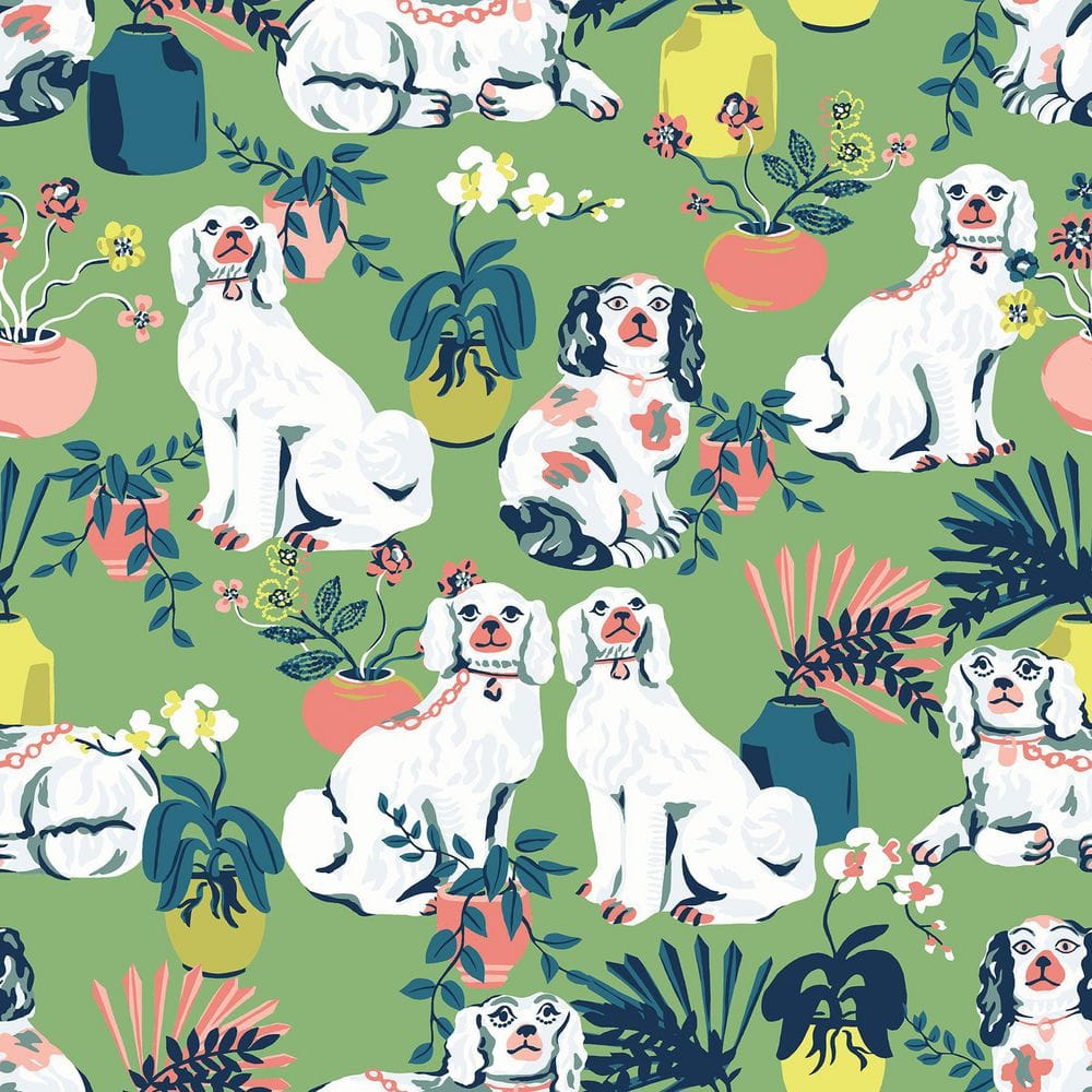 1000x1000 PFS4811 Jade Good Dog Peel & Stick Wallpaper