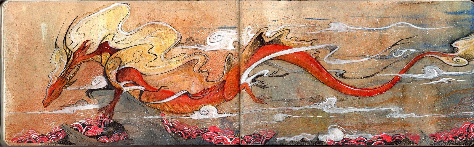 1600x499 Japanese Painting Chinese Dragon