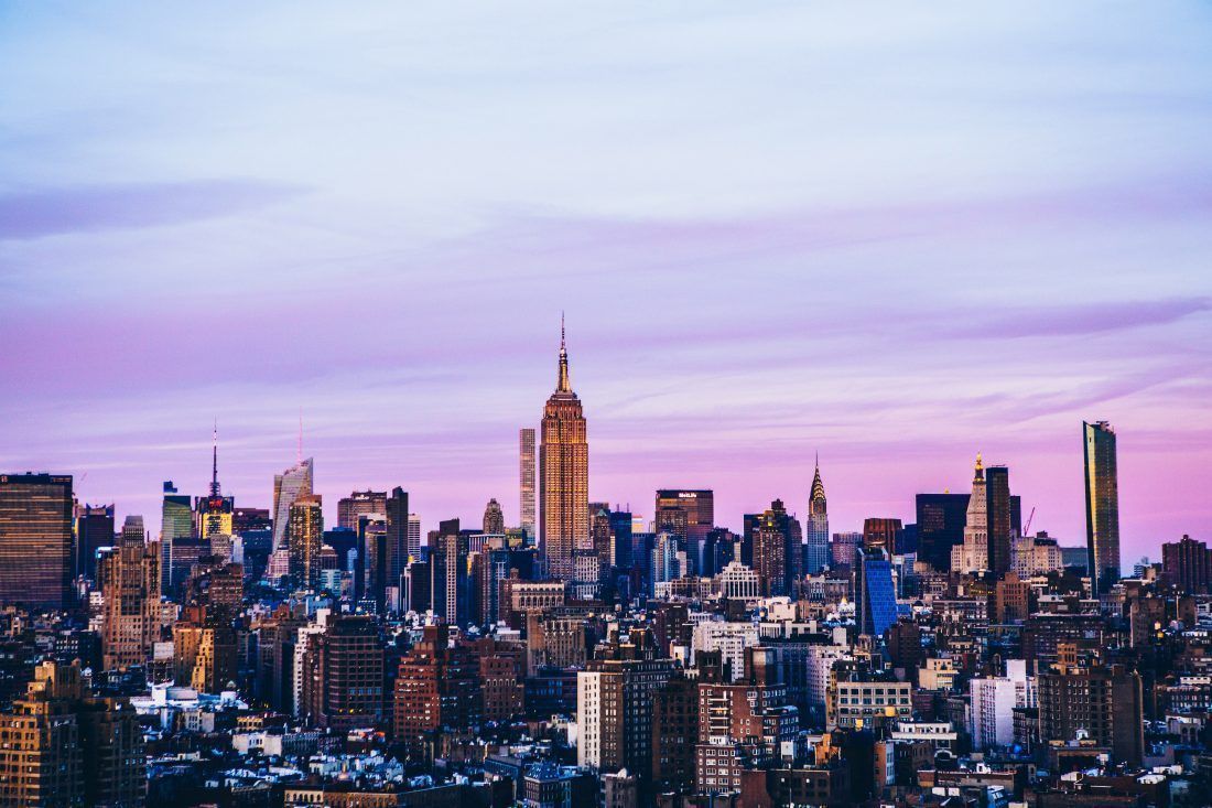 1100x733 Manhattan Sunset Royalty Free
