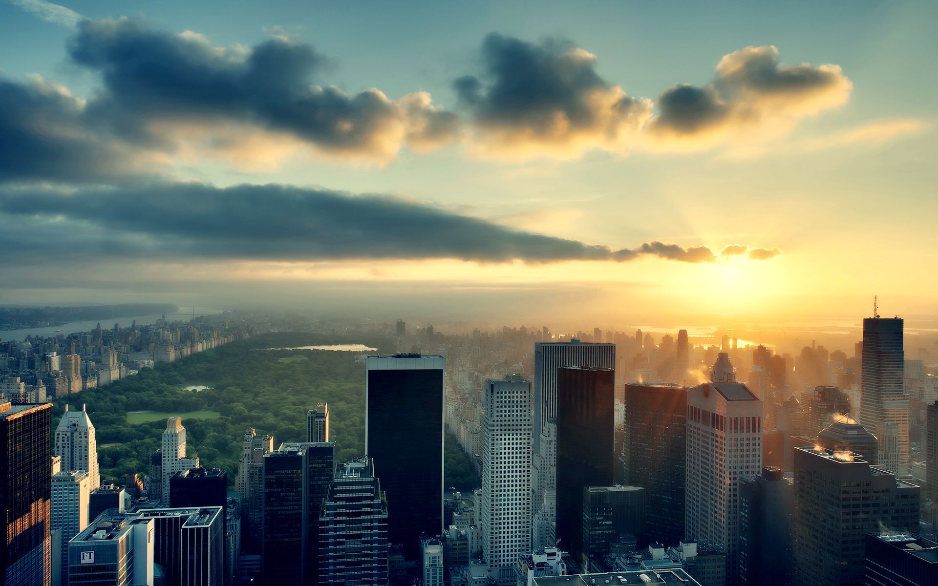 1920x1200 sky, the sun, clouds, sunset, Park