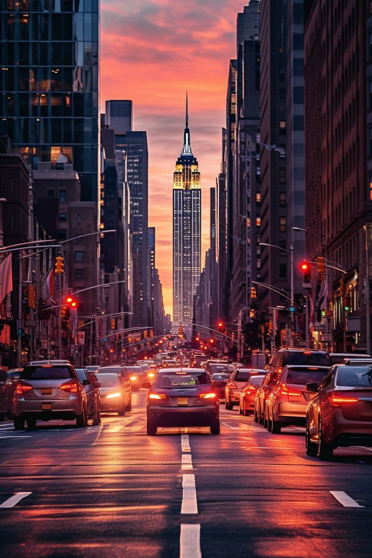 736x1104 Sunset Hues at Empire State Building
