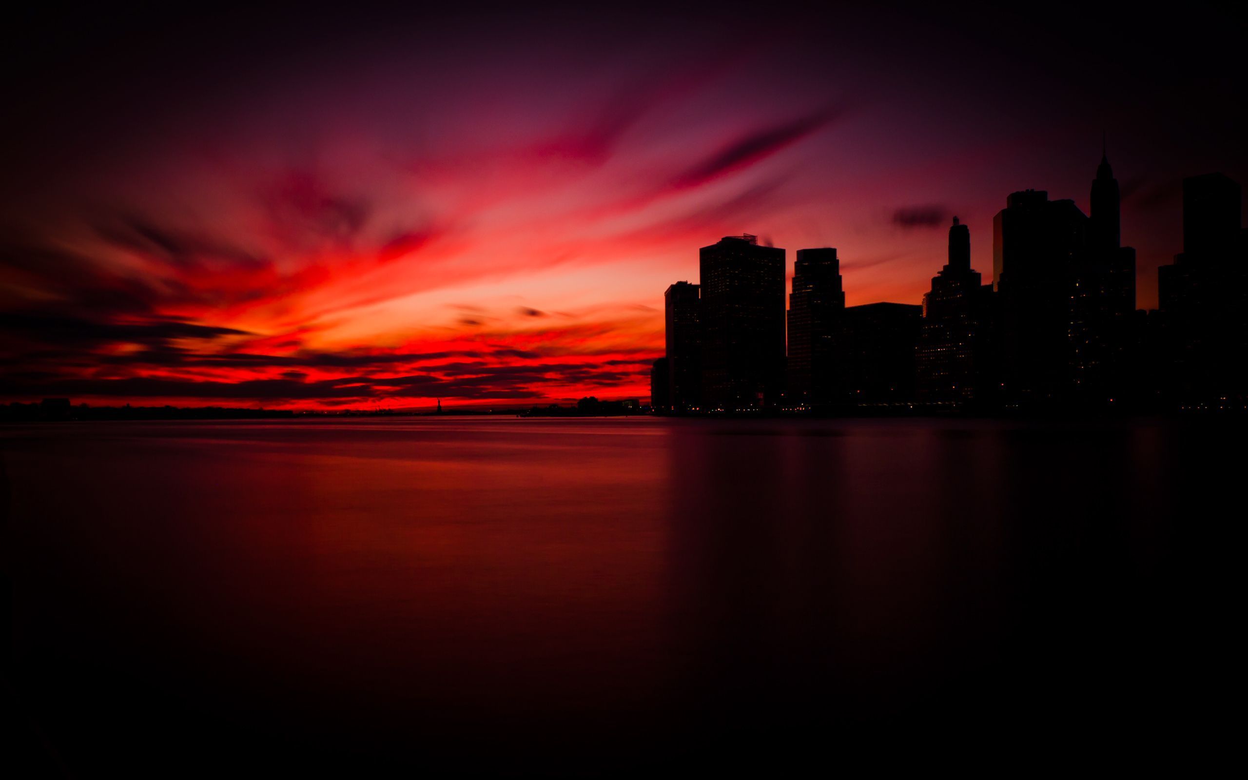 2560x1600 Sunset in Manhattan HD Wallpaper