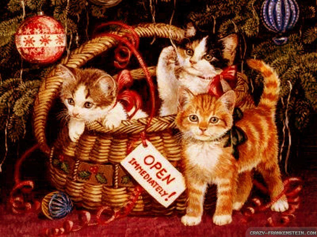 1024x768 Christmas Cat wallpaper 2