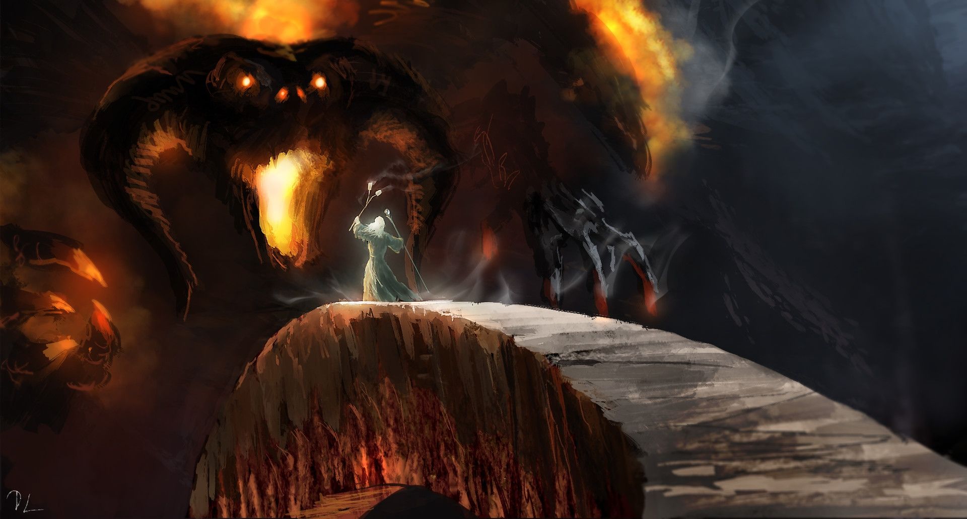 1920x1032 artwork, Balrog, J. R. R. Tolkien