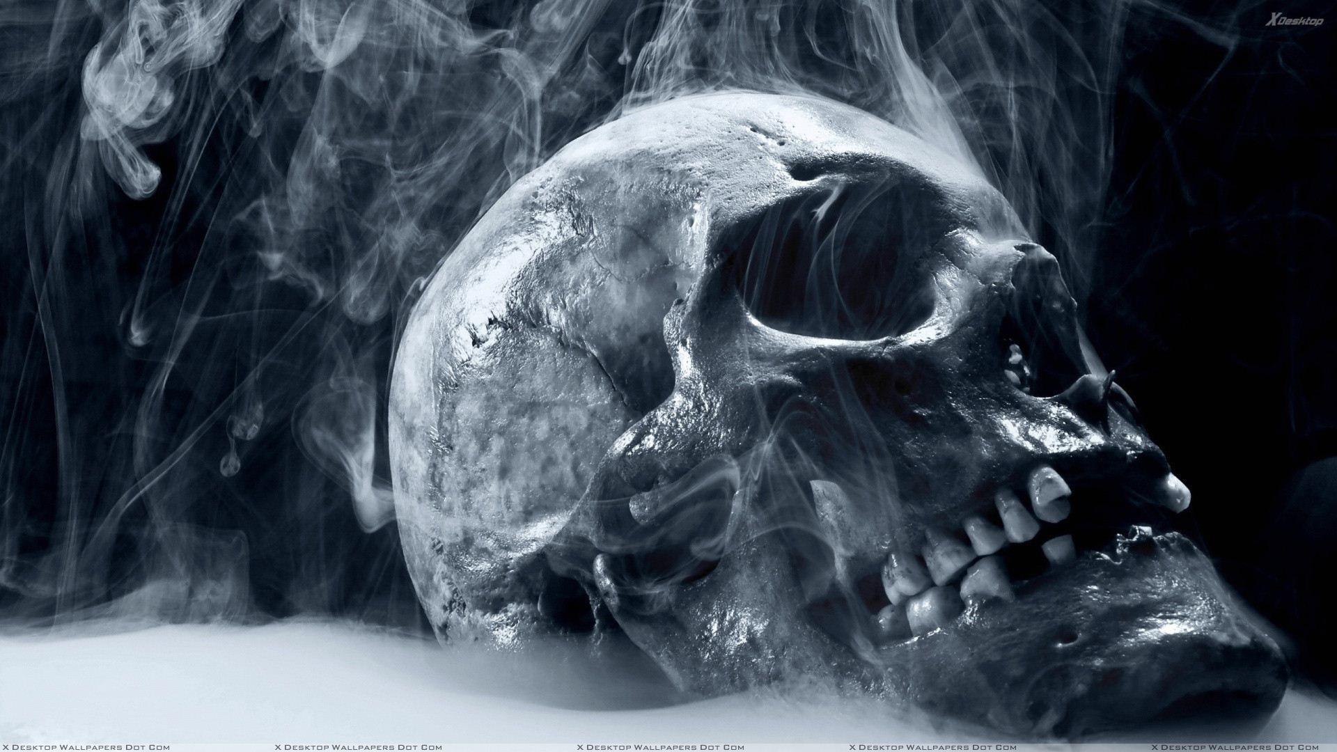 1920x1080 Burning Skull Black And White Wallpaper