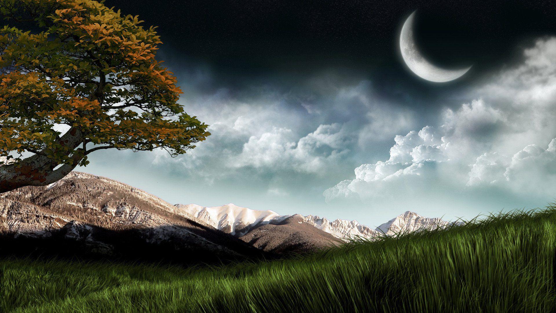 1920x1080 Crescent Moon HD Wallpaper