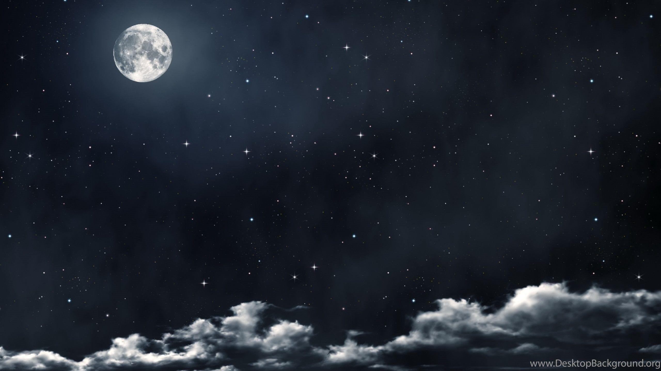 2560x1440 Good Night Picture With Beautiful Full Moon HD Wallpaper
