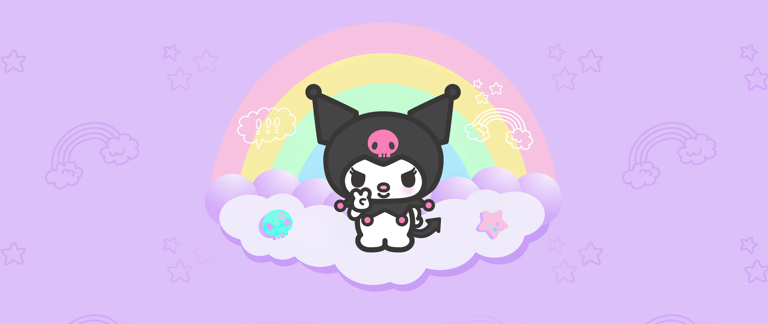 2560x1080 Kuromi Wallpaper 4K, Hello Kitty, Black