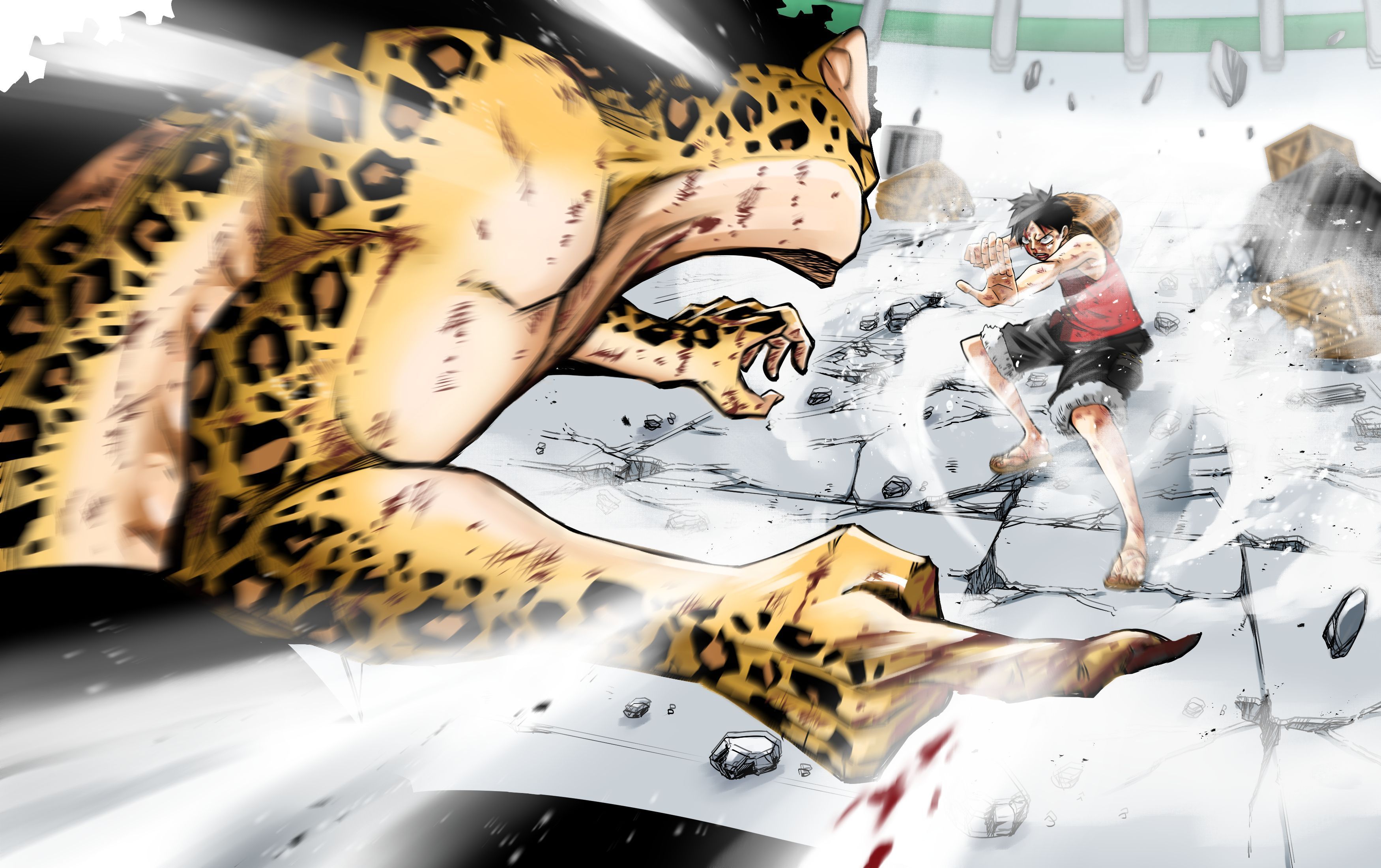 3500x2200 Download Monkey D. Luffy Rob Lucci