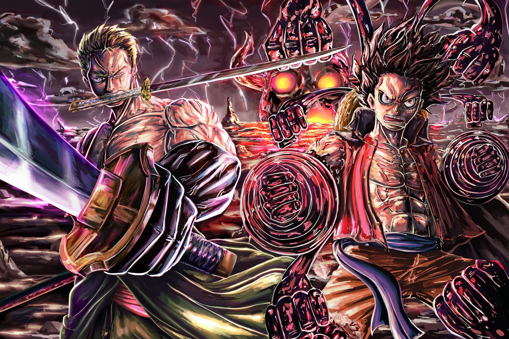 2048x1365 Luffy vs lucci and ZORO vs kaku is soo