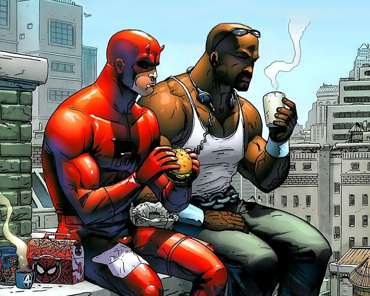 1280x1024 deadpool and luke cage have lunch. Zoom Comics Comic Book