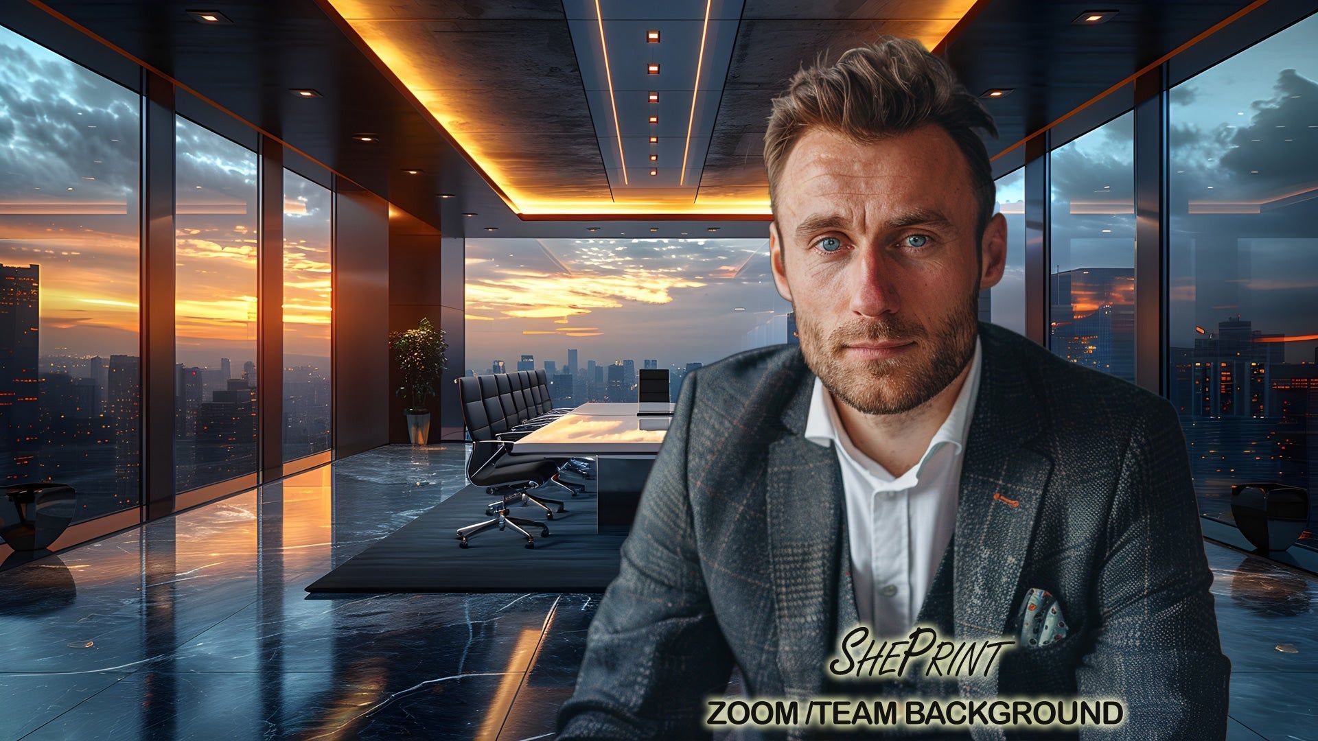 1920x1080 Zoom Background, Luxury Office