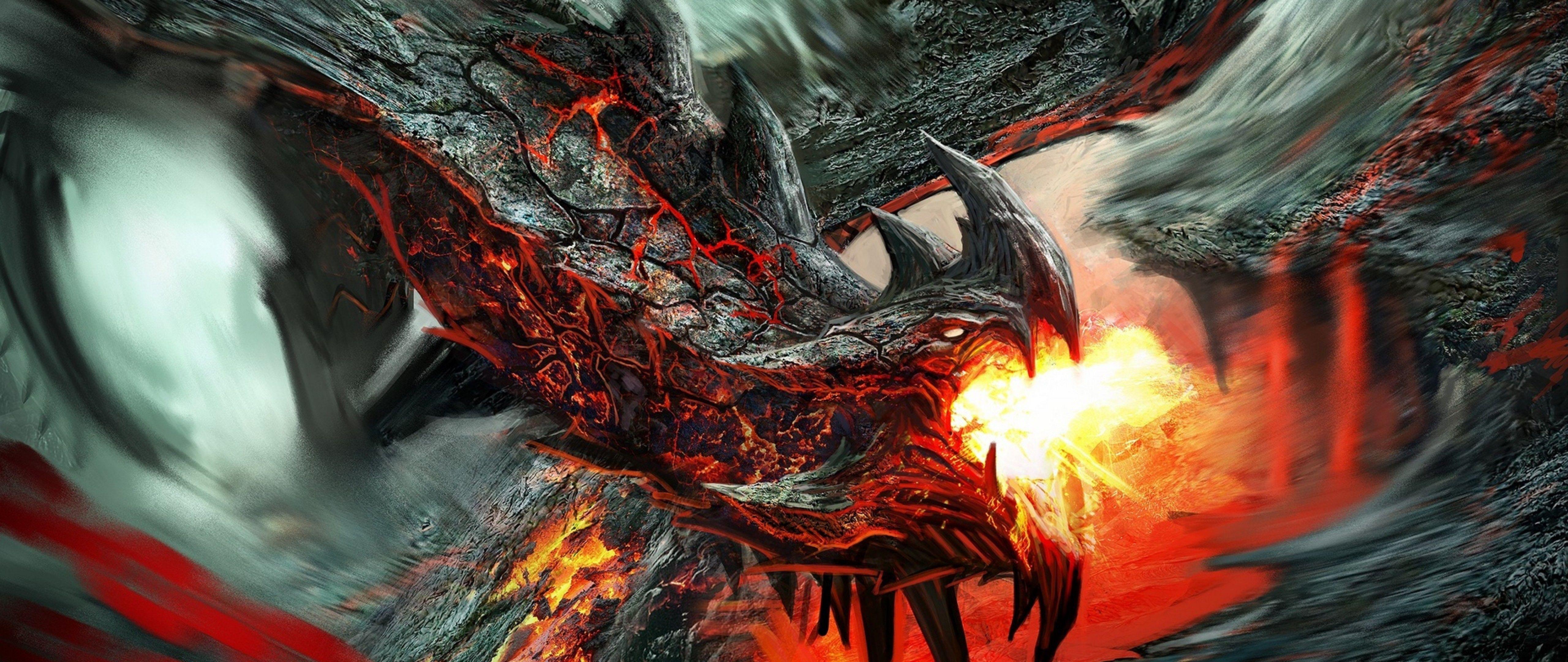 5120x2160 Dragon shooting fire HD Wallpaper 4K Ultra HD Wide TV
