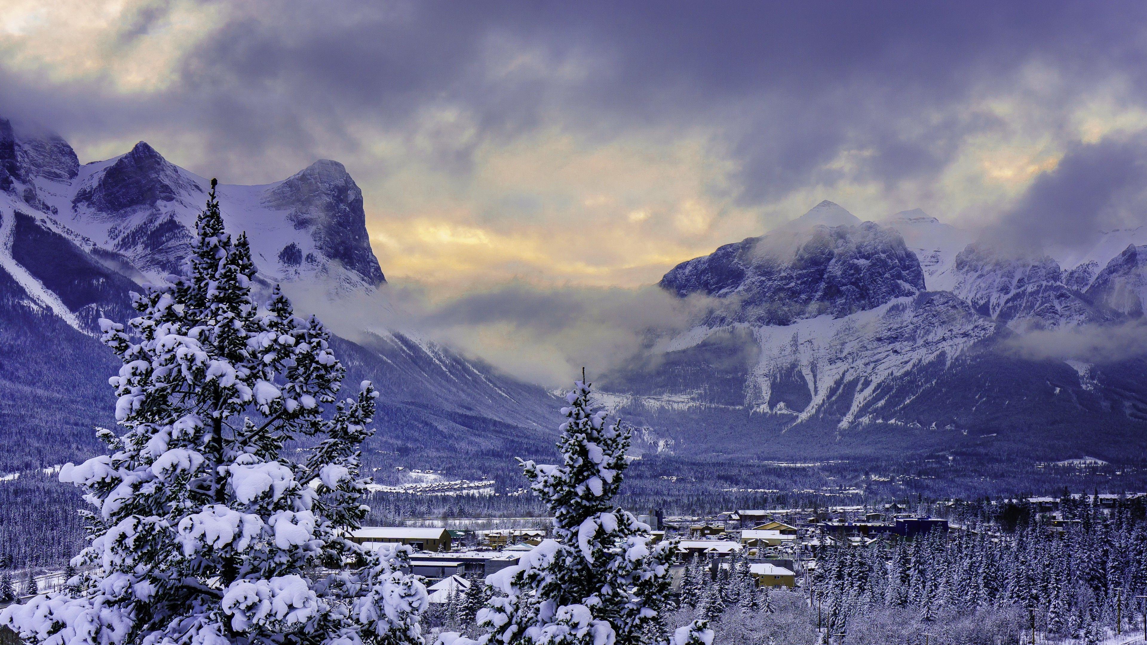 3840x2160 Alberta Banff Mountain in Winter Wallpaper 4k Ultra HD