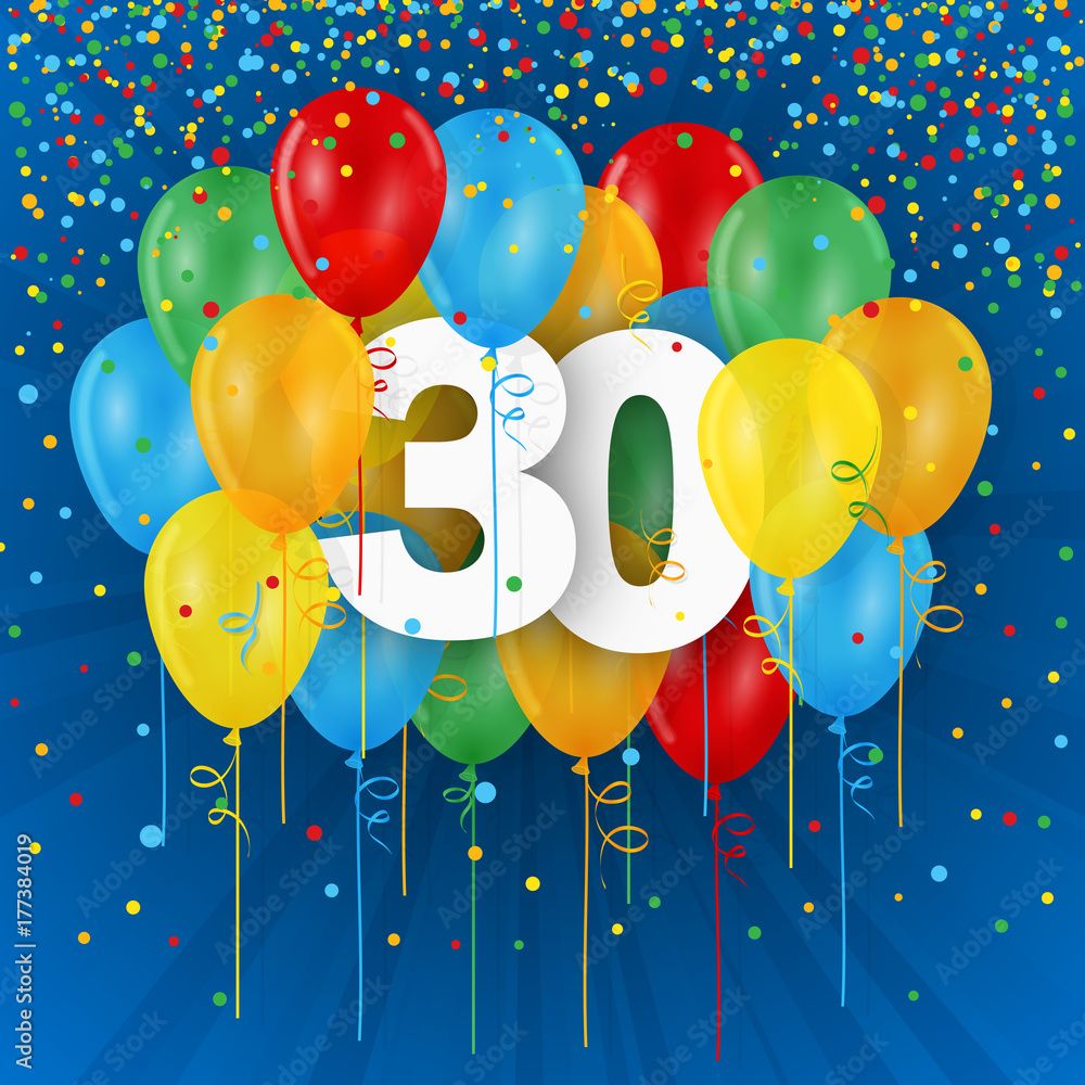 1000x1000 HAPPY 30th BIRTHDAY / ANNIVERSARY card