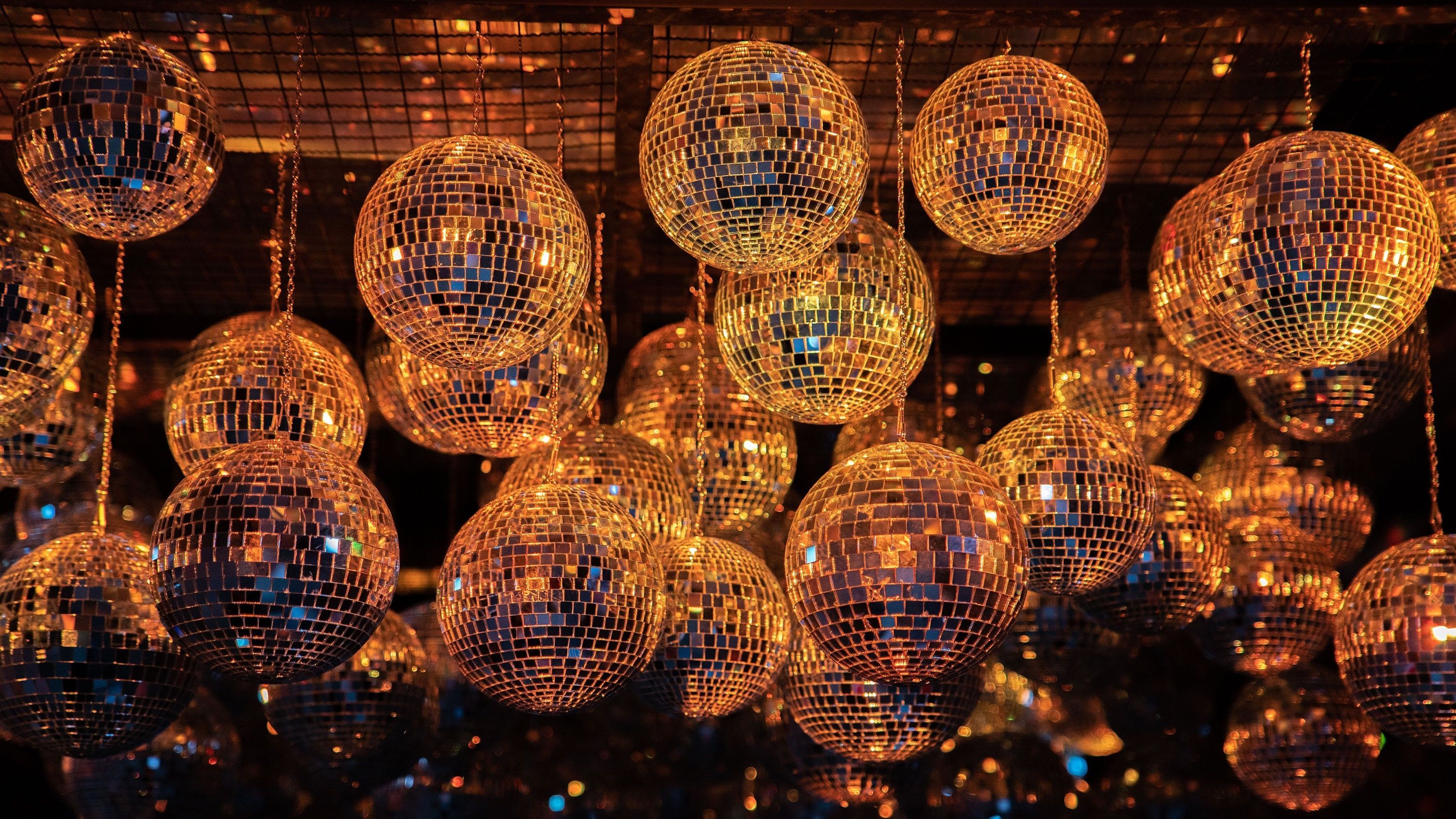 3000x1688 Glitterball Disco Backdrop. 80s 90s Party Backdrop. 2 Size Options W7ft X H5ft or W8.2ft X H5.9ft. Fitted With Hanging Loops