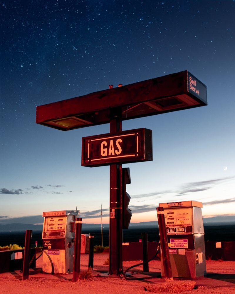 800x1000 Vintage Gas Station Under the Stars Art