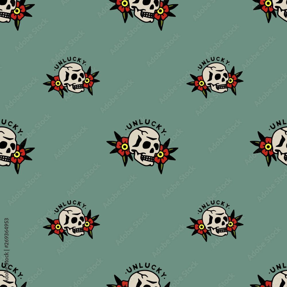 1000x1000 UNLUCKY SKULL FLOWERS TRADITIONAL