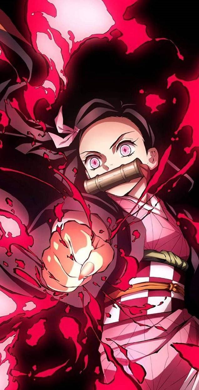 636x1244 Download Nezuko Phone Angry Wallpaper