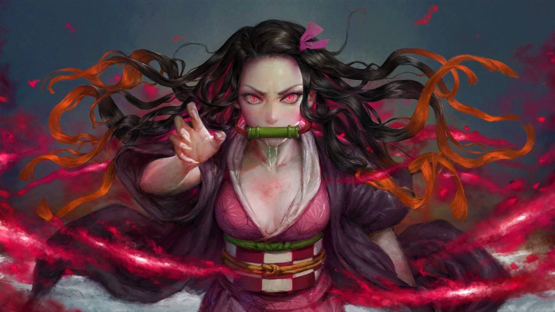 1920x1080 Nezuko Kamado 4K {Artwork by 美玲 陈