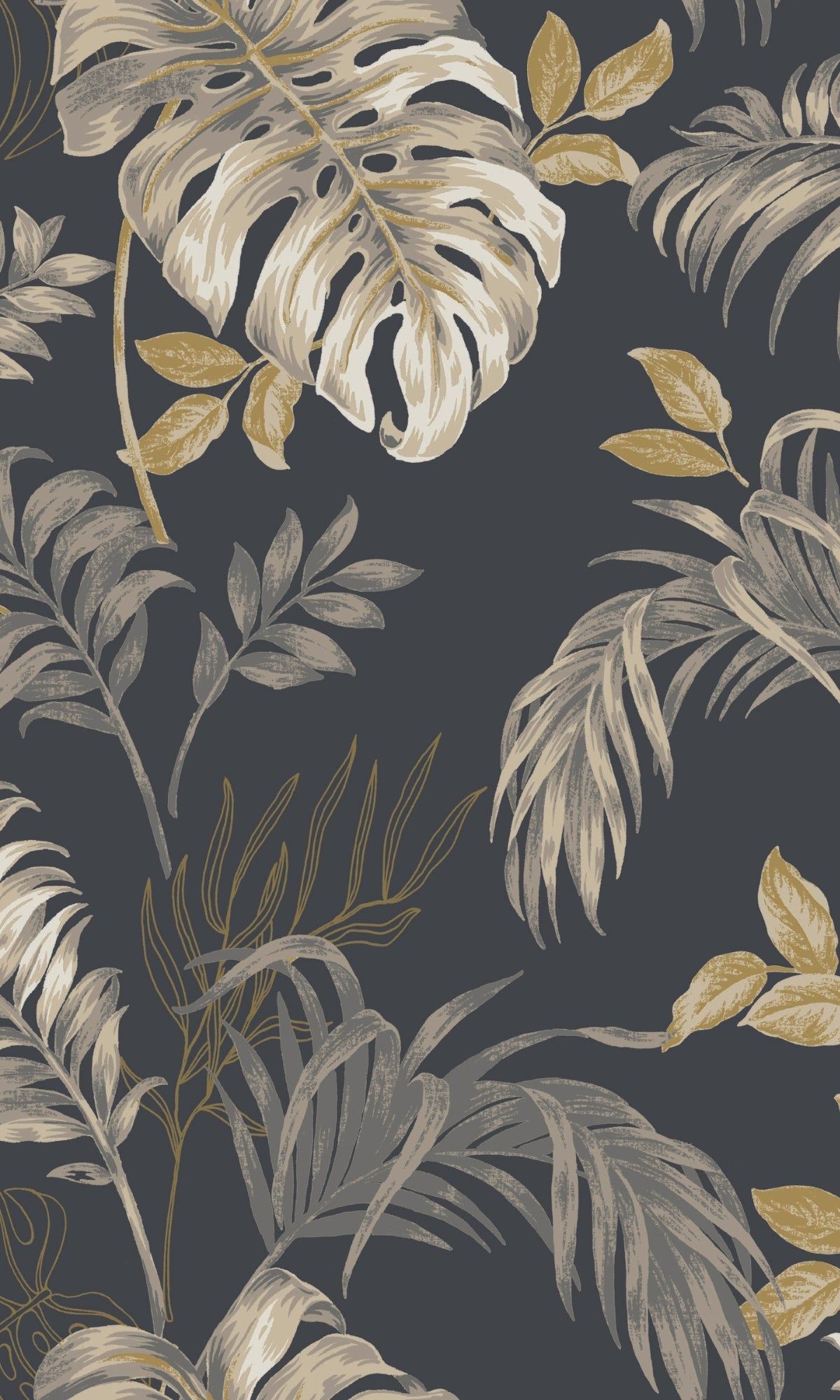 1200x2000 Black Tropical Leaves Botanical