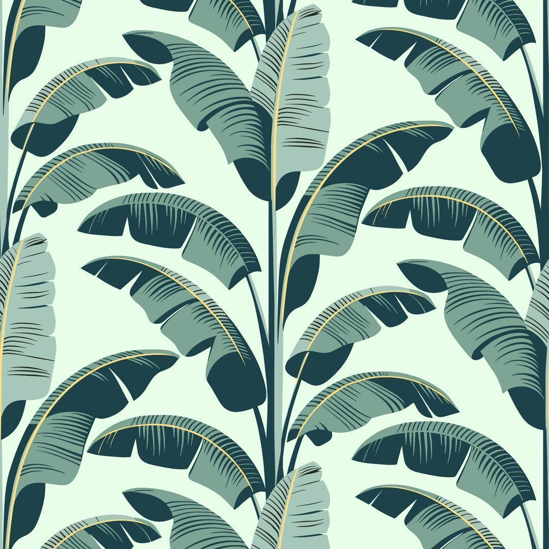 1080x1080 Green Banana Leaf Wallpaper by Mitchell Black, Repeat: 20.5 inches